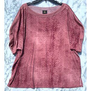 JM Collection XL Womens Botanical Dream Top Pink Patterned Polyester Blend